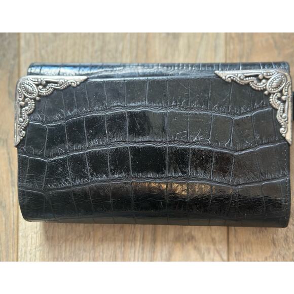 Brighton Black Crocodile embossed Wallet Clutch Vintage - Picture 13 of 13